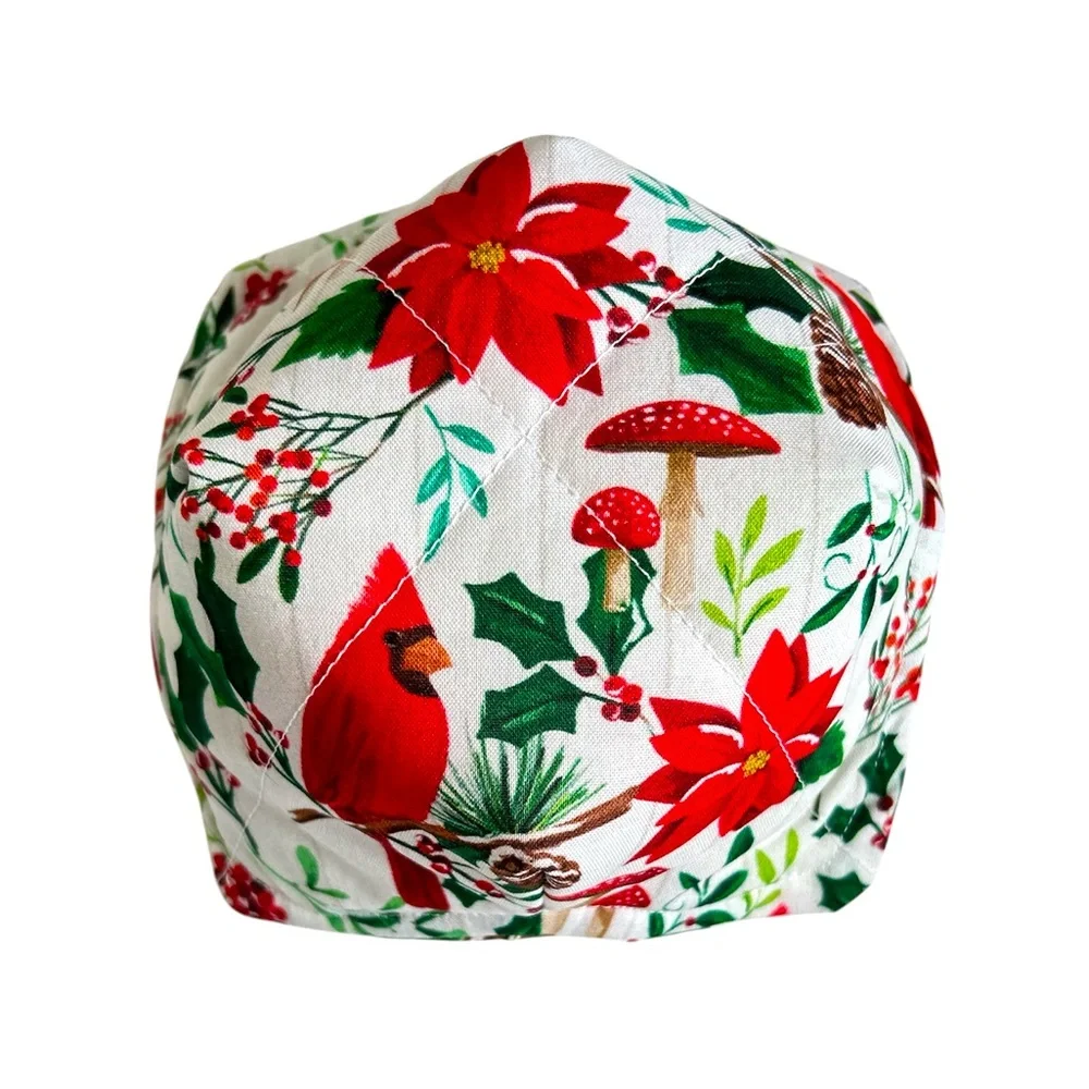 HAND CRAFTED Colorful Cotton Fabric Red Cardinals Fabric Trinket Basket Bowl